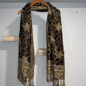 Silk‎ fall brown Paisley scarf
